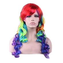 Women Love New Colorful Anime Wigs long Curly Wig Hair Cosplay Wig Role Playing Ball Party HB88