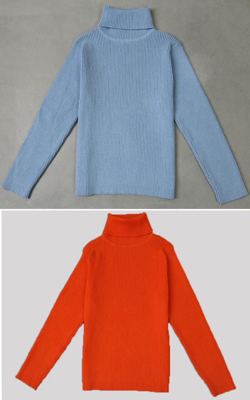 Осенний свитер с высоким воротником для маленьких мальчиков и девочек, детский зимний свитер для девочек, вязаный джемпер для мальчиков