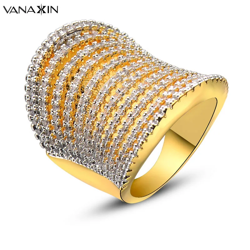 Женские широкие кольца VANAXIN классическое кольцо с фианитами высшего класса