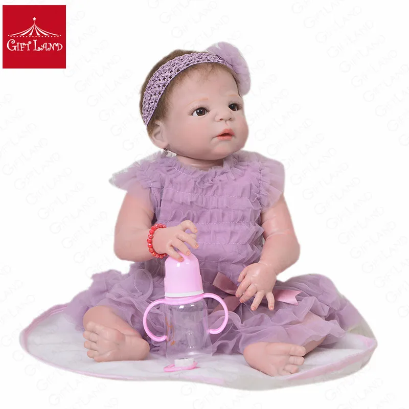 

Reborn Baby Doll Victoria Bonecas Pink Princess Dress Children Christmas Gift Bebe Reborn Corpo De Silicone Inteiro Realista New