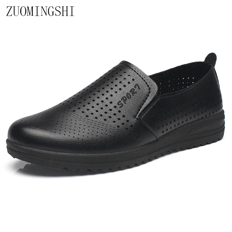 

Summer cool shoes chefs leather shoes men's kitchen anti - slip waterproof hotel anti - oil shoes black work breathable shoes