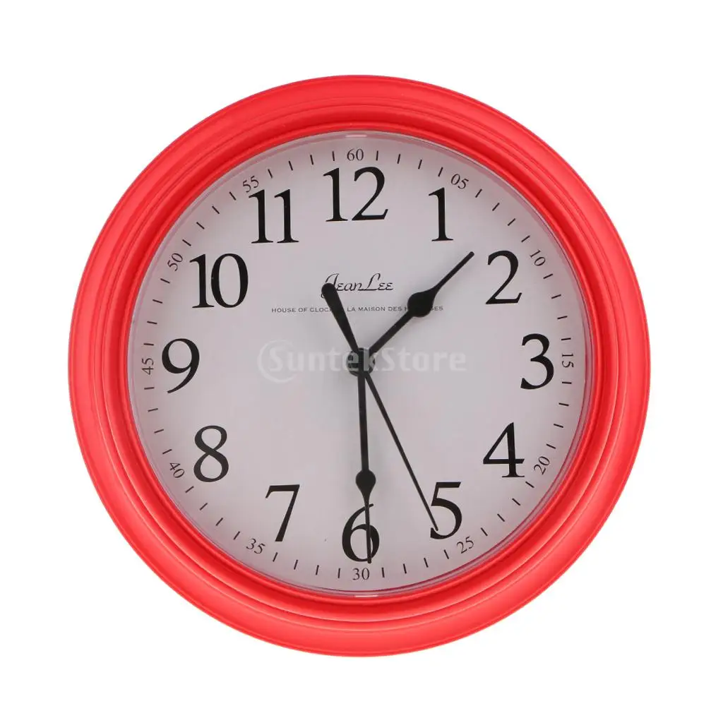 Round Quartz Clock-Wall Clock for Living Room, Bedroom, Kitchen- 22cm Yellow/Red/Black/White