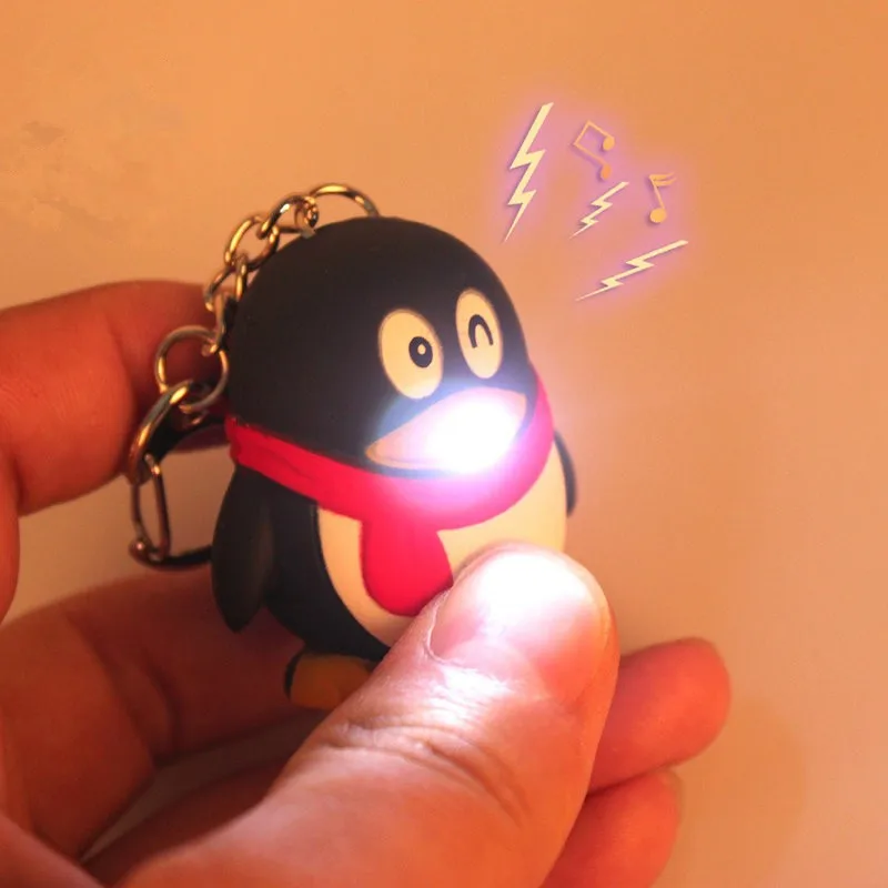 Мультфильм Пингвин светодиодный фонарик брелок со звуком дети рекламный подарок игрушки