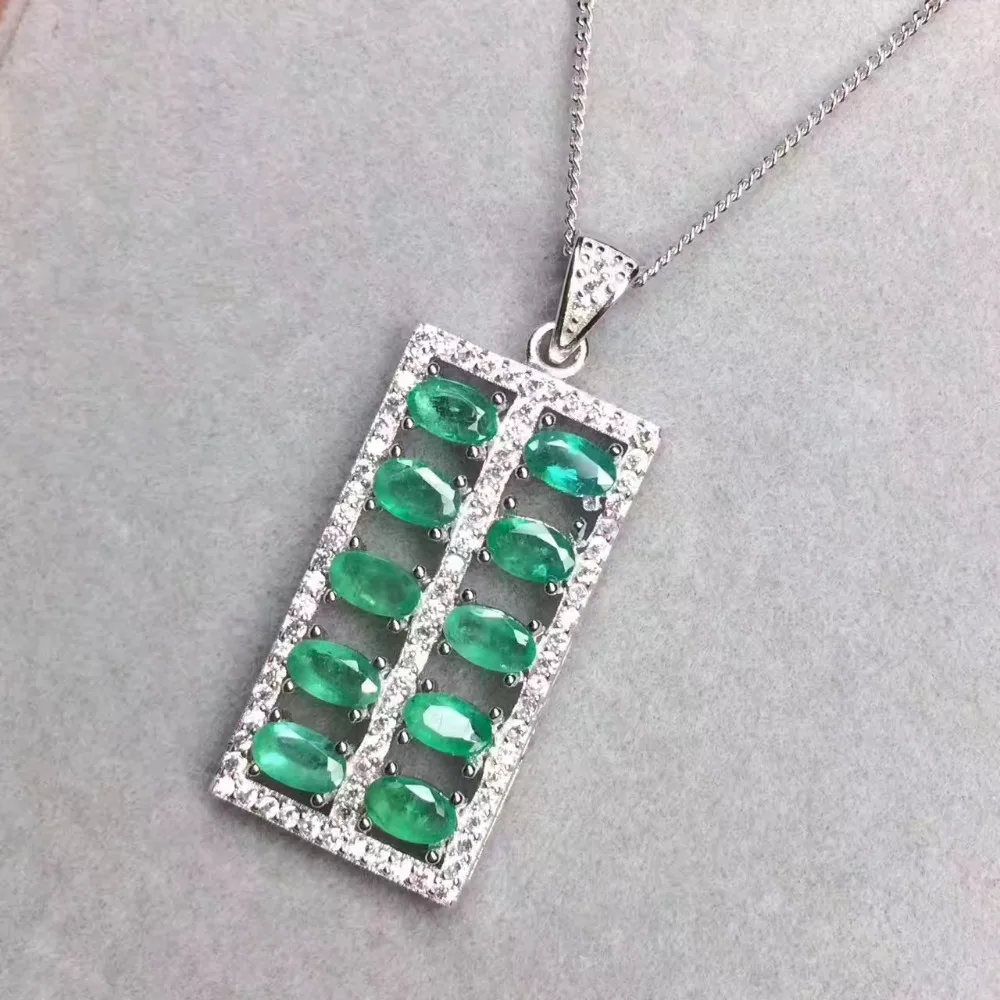  Pendentif émeraude vert naturel pierre gemme naturelle style chinois Fortune abacus pendentif 925 a