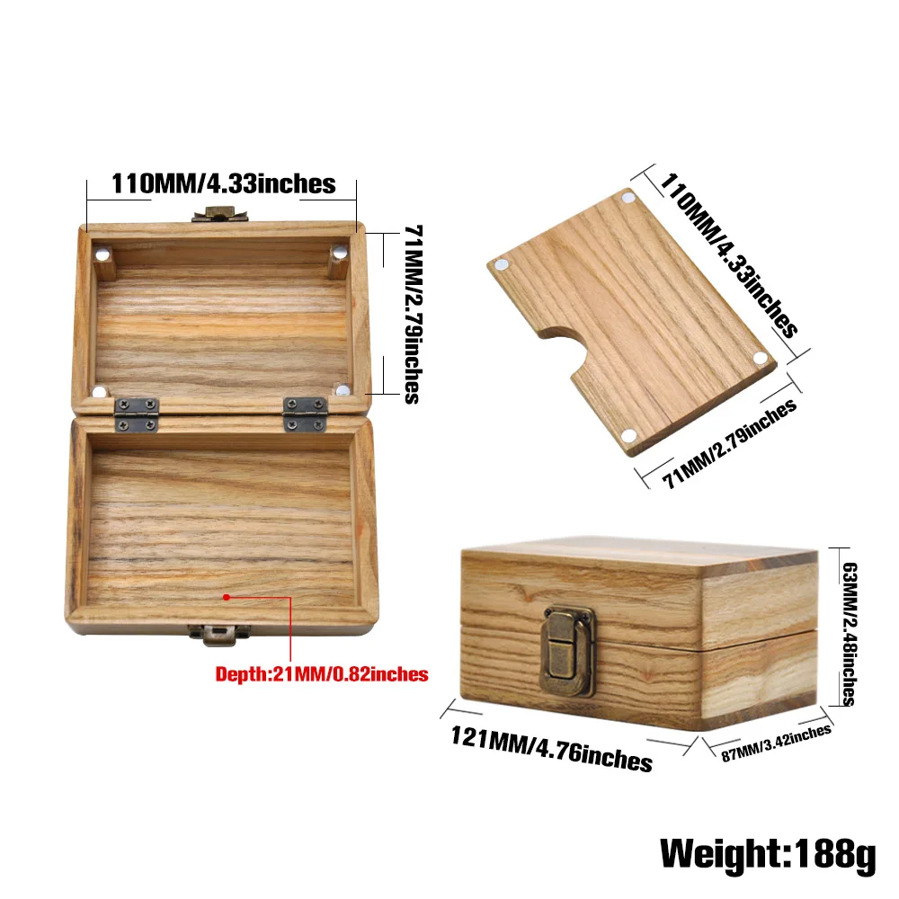 HORNET Natural Handmade Wooden Smoking Stash Case Box 63*87*121MM Big Volume Crude Wood Tobacco Herb Box Smoke Pipe Accessories