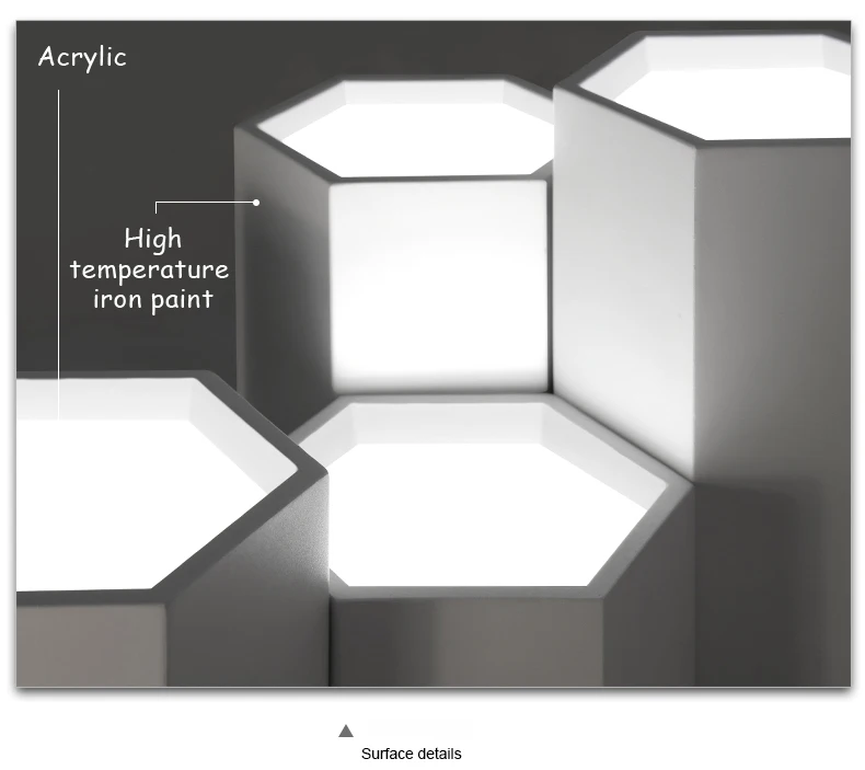Moderno e Minimalista Lâmpada do Teto Sala de Estar Faça Você Mesmo Combinação Hexágono Design Ferro Fosco Led Iluminação Decoração Acrílico Dispositivo Elétrico 28 ???