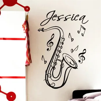 

SAXOPHONE Customize Name Music Instrument Vinyl Wall Decals Sticker Art Home Decor Mural Fashion Room Wall Stickers KW-314