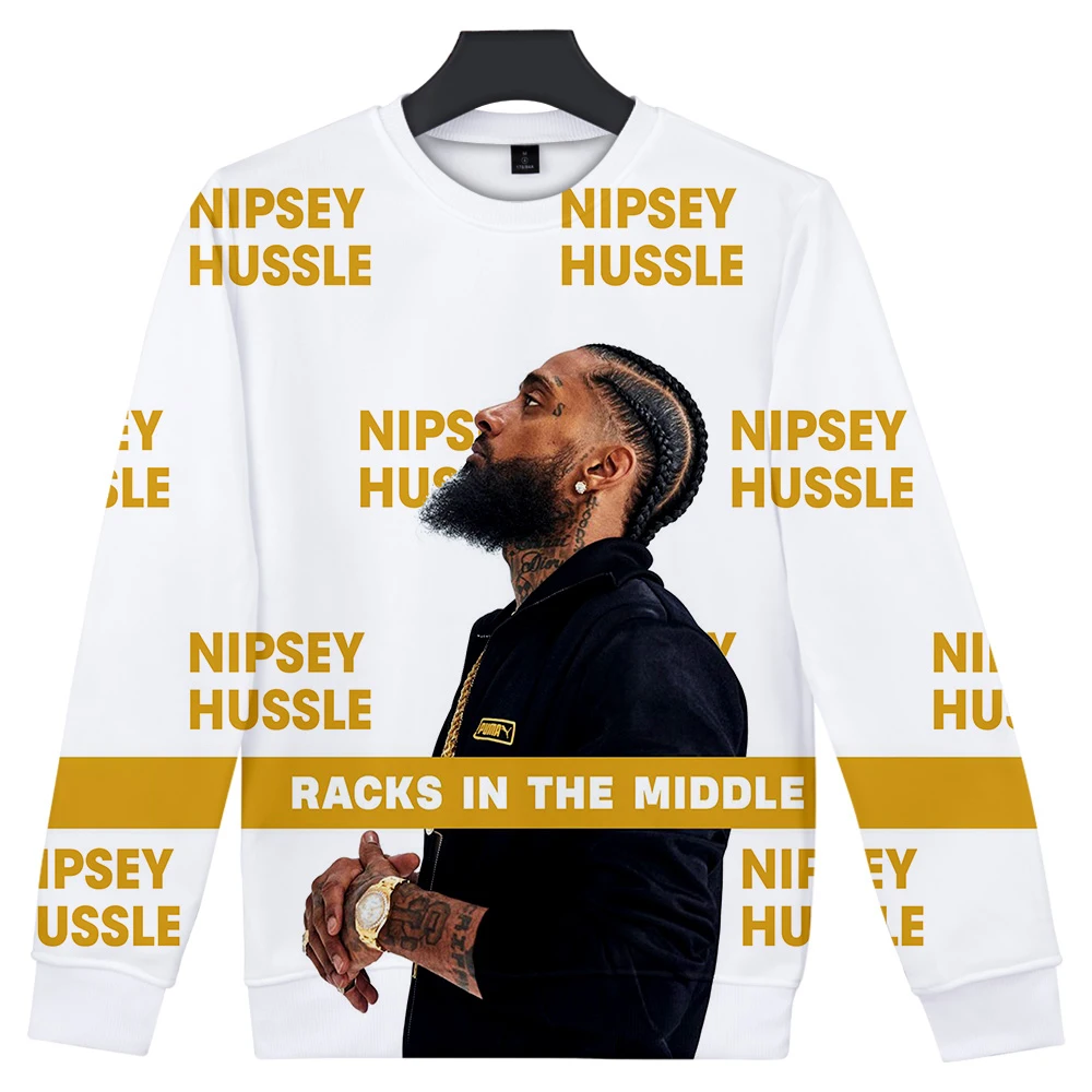 

HIP HOP FASHION nipsey hussle 3D Round neck long sleeve pattern popular Suitable for men and women Female Fans Clothes