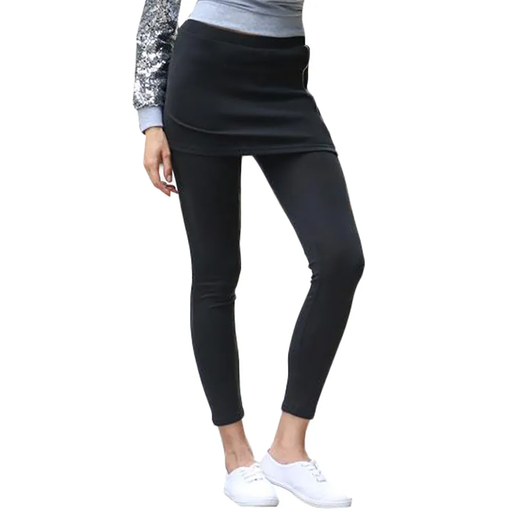 Perimedes женские штаны для занятия йогой Повседневное дикий обтягивающие леггинсы бесшовные брюки юбка стрейч из двух частей Одна деталь леггинсы для девочек,# G25 - Цвет: Черный