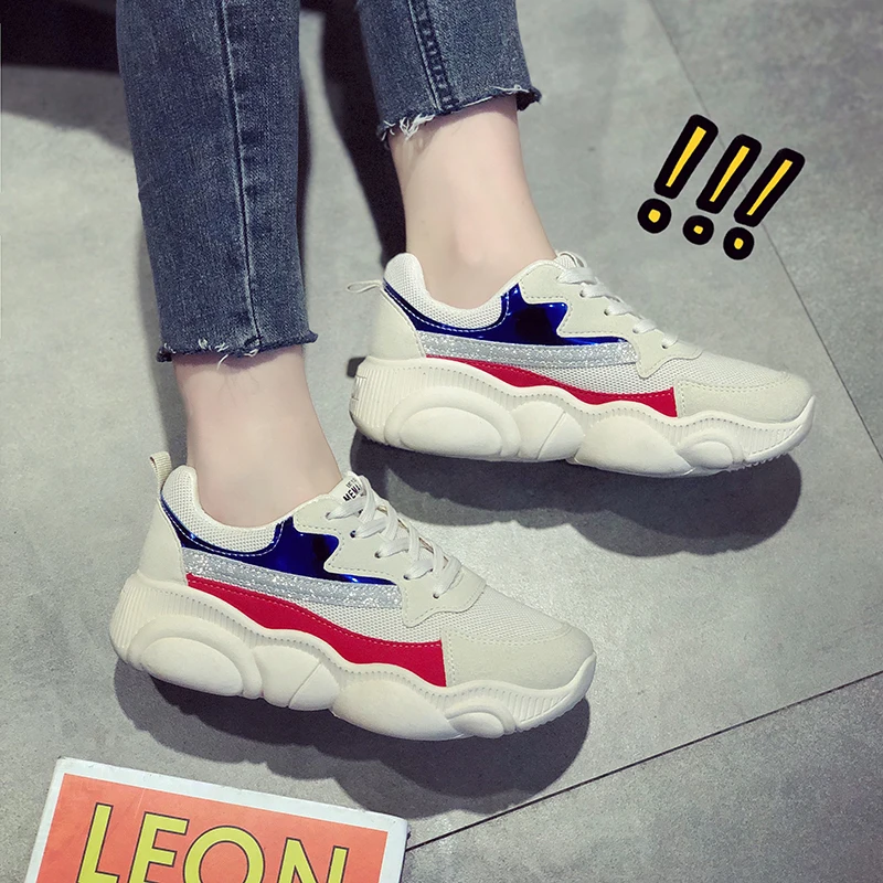 

2019 Breathable Patchwork Female Sneakers Sport Shoes Woman Fitness Jogging Running Casual Shoes Platform Women Sneakers