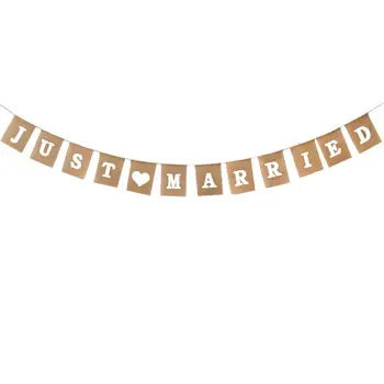 

BESTOYARD 4 Meters JUST MARRIED Letter Burlap Wedding Signs Garlands And Bunting Banners Flags Photo Booth Props For Party