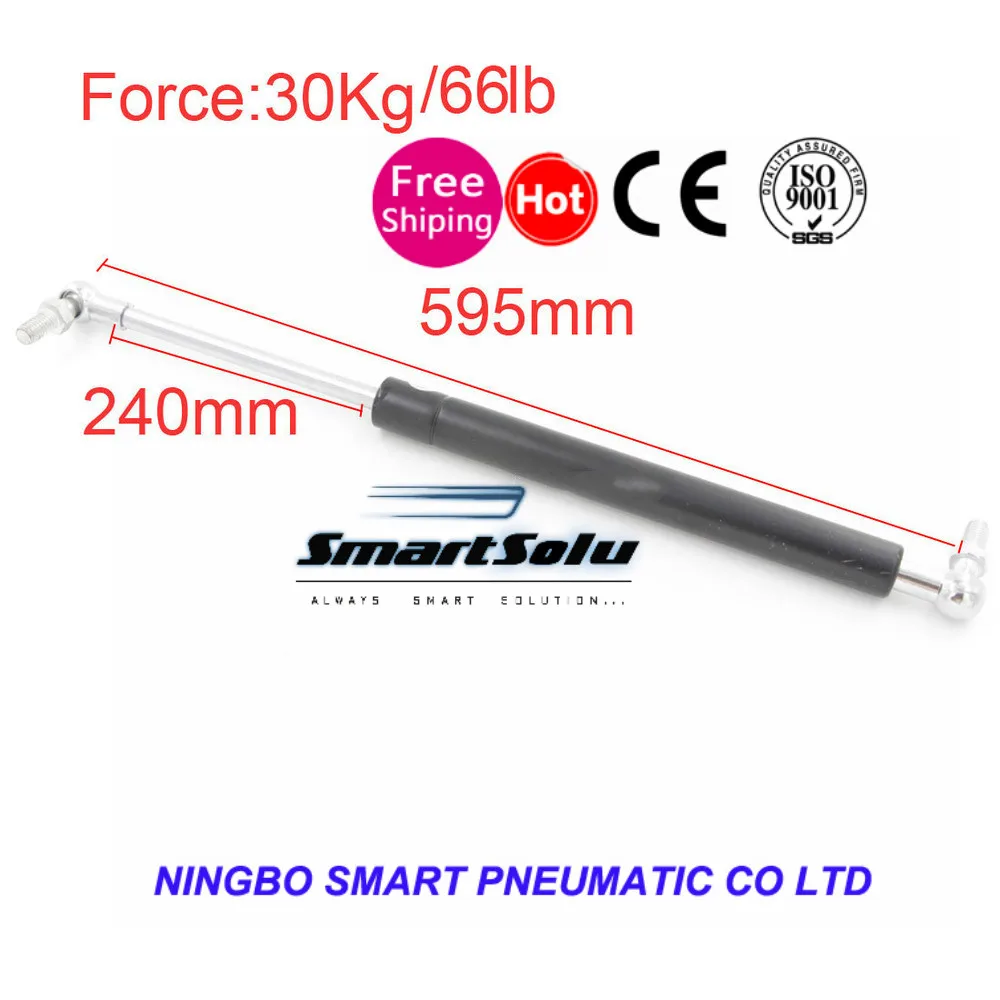 

30KG/66lb Force Auto Gas Spring Damper 240mm Long Stroke Hood Lift Support Auto Gas Spring 595mm Automative Hardware Tools