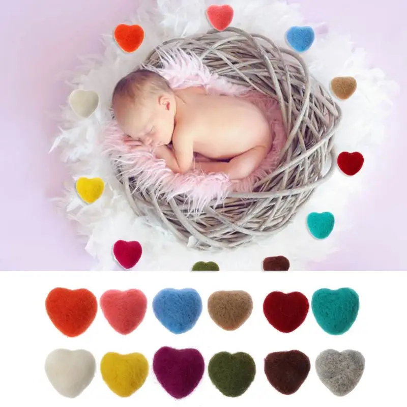 3 шт новорожденных фотографии Felt Love Форма реквизит Tiny Baby ручной чувствовал сердце Форма d реквизит для девочек и мальчиков реквизит для фотосессии