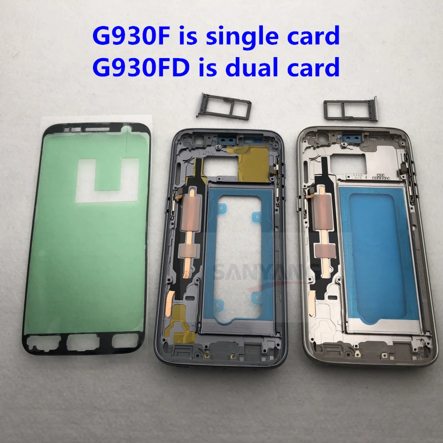 

For Samsung Galaxy S7 G930 G930F G930FD SM-G930F Mid Middle Plate Frame Housing with Small Parts + Stickers