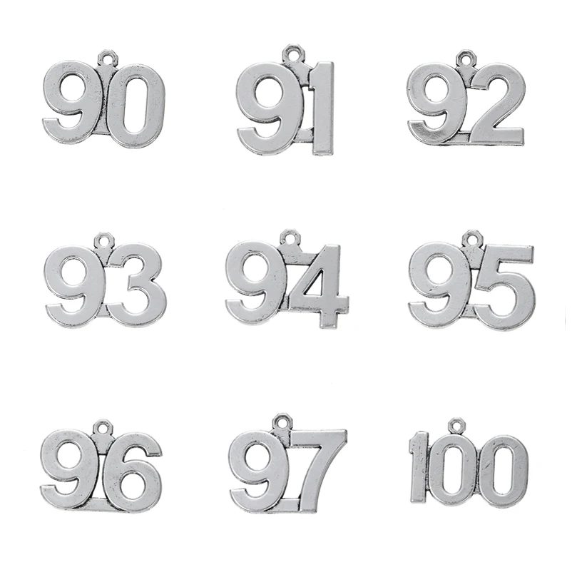

Teamer 20pcs 90 91 92 93 96 97 98 99 100 Digital Number Charm Pendant Floating Jewelry Making Fit DIY Necklace Keychain Bracelet