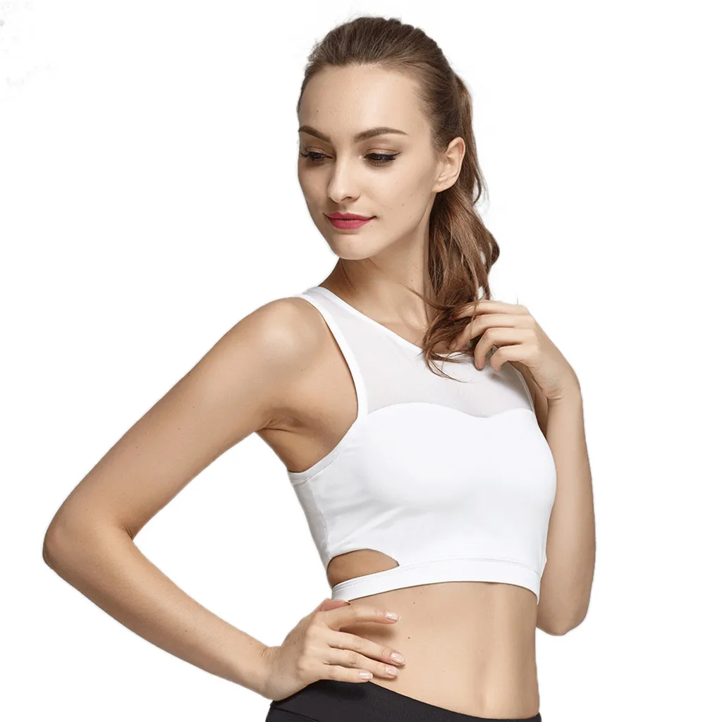 

SAGACE Womens Solid YOGA Tankini Top Sleeveless Professional Training Running Gym Sport Hollow Out Tank Top For Women Female