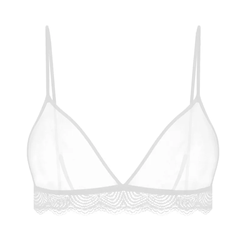 De Monarchia дамы Lace Bralette сексуальное женское белье нижнее белье Интимная бюстгальтер 3/4 чашек укороченный топ без подкладки мягкие бюстгальтеры полупрозрачные - Цвет: 408 White