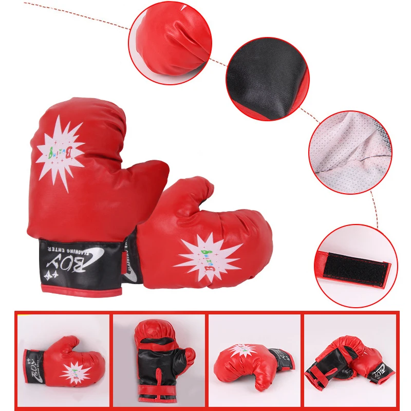 Боксерский детский набор игрушек перчатки ручная цель мешок с песком защитный Кепки детская Фитнес упражнений, перчатки для уверенности в спортивной подготовки