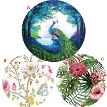 Цветы и птицы Круглый Гобелен пляжный, пикник Йога Коврик Полотенце покрывало 10,30