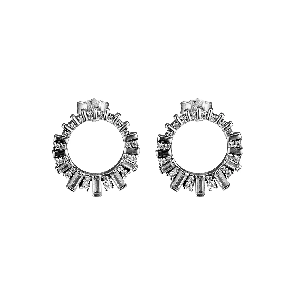 

Real 925 Sterling Silver Earrings Glacial Beauty Hoop Earrings for Women DIY Charms Jewelry Making 2018 Winter Newest