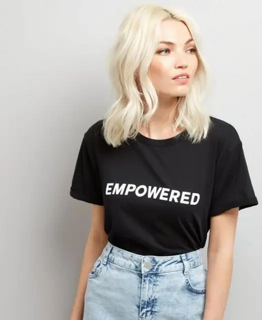 US $7.80 EMPOWERED Letter Printed T-Shirt 100% Cotton High Quality Funny Tee Hipster Casual Tumblr Aesthetic