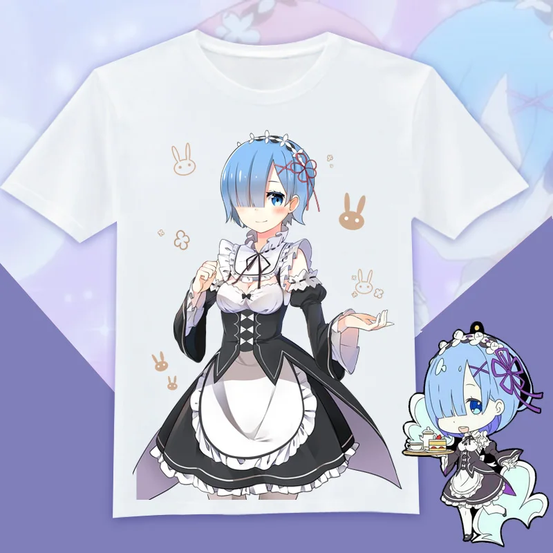 Anime ReZero kara Hajimeru Isekai Seikatsu REM Cute T Shirt Tee Summer