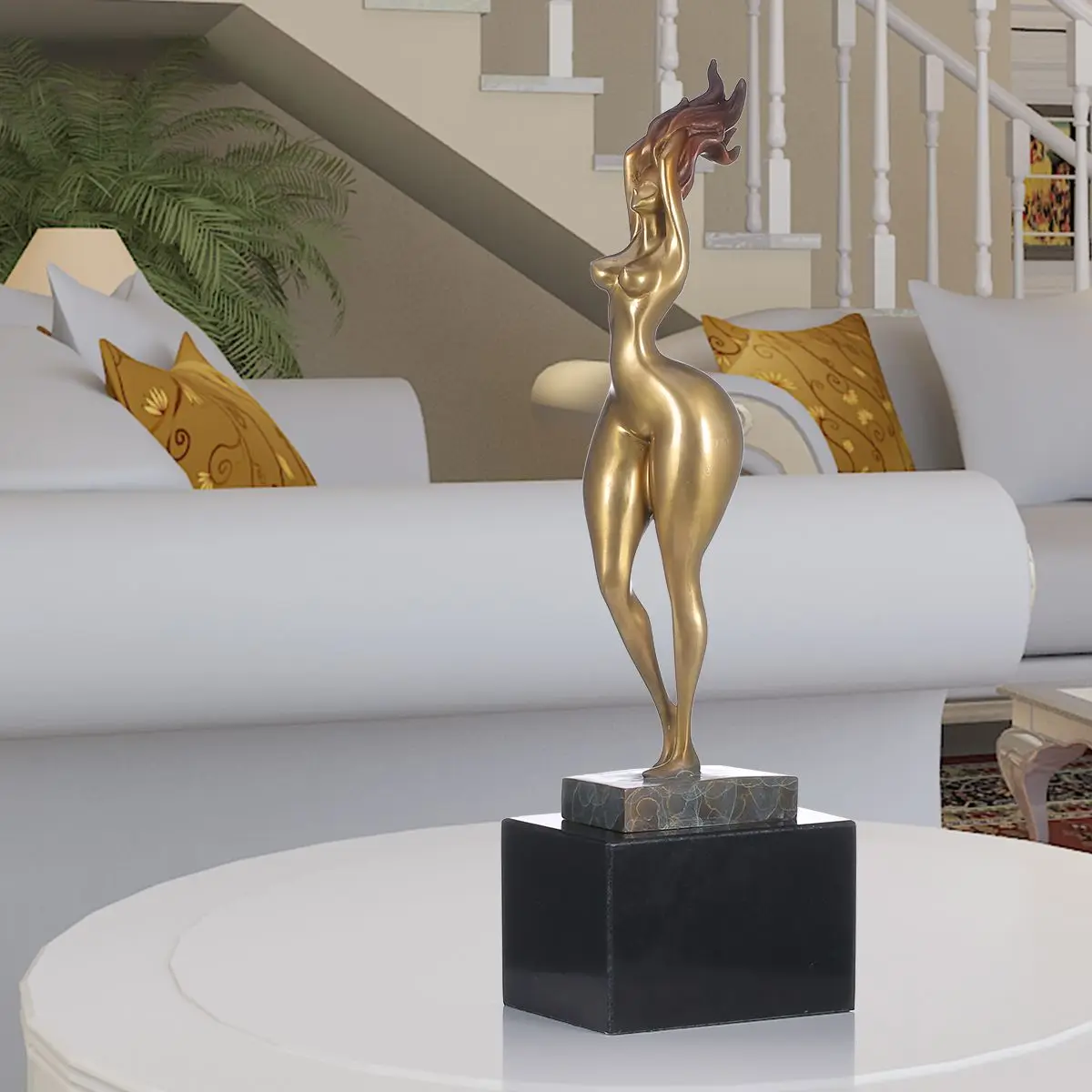 Handmade Female Body Copper Sculpture Charming Plump Lady Delicate