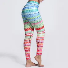 Женские гибкие цветные полосатые обтягивающие штаны для тренировок в тренажерном зале для йоги бега занятий спортом леггинсы для фитнеса дропшиппинг