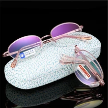 Женские складные полуметаллические оправа овальные очки для чтения, розовая Золотая оправа женские очки для дальнозоркости подарок для пожилых(+ 1,00-+ 4,00) R002