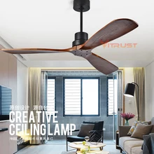 Ceiling-Fan Remote-Control Wooden Industrial Vintage Nordic Light Home Without Simple