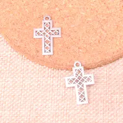35 шт. талисманы с отверстиями, шлифованный крест античный посеребренные Подвески подходят для изготовления украшений выводы интимные