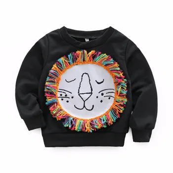 New 2018 Spring Baby Boys Girls Cotton T-shirts Tos Children Kids Cartoon Lion Tassel Jumpers Blouse Hot Sale 5