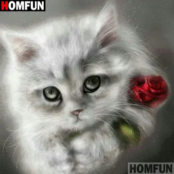 

HOMFUN Full Square/Round Drill 5D DIY Diamond Painting "Animal cat flower" 3D Embroidery Cross Stitch 5D Decor Gift A18237