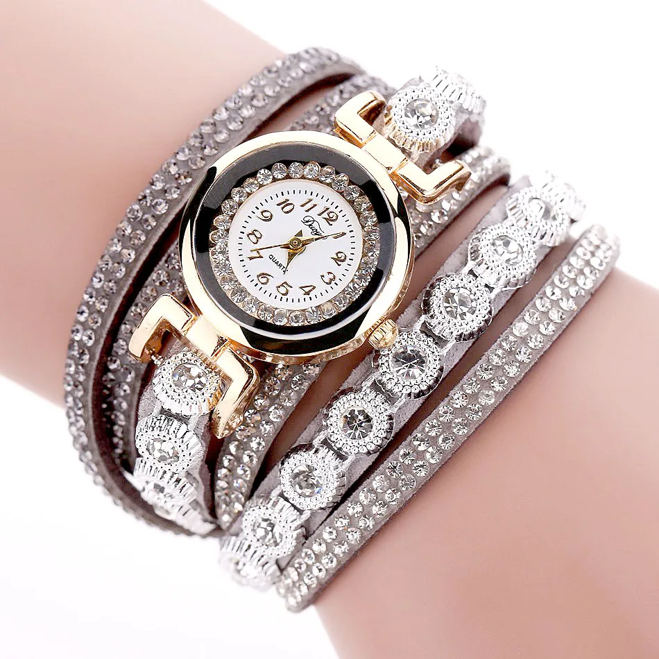 Crystal Round Dial Luxury Wrist Watch in Watches