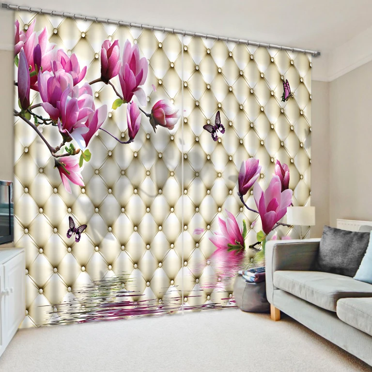 

The roses Magnolia flexible decorative effect photo print personalized 3d blackout curtains finished