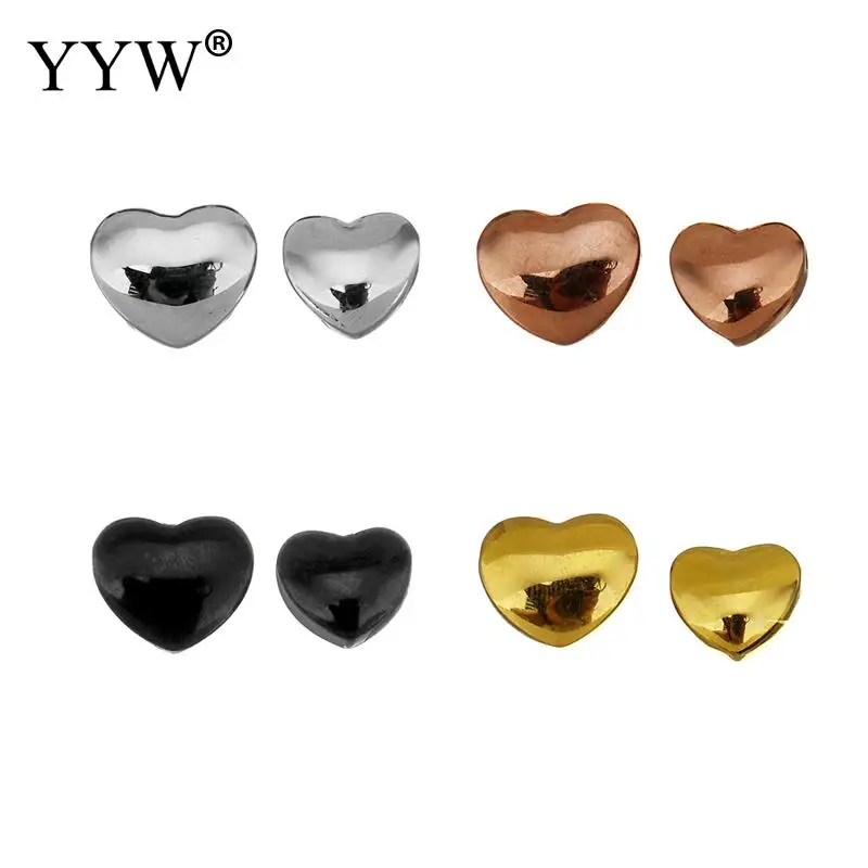 

Wholesale 10pcs Stainless Steel Spacer Beads Charm Heart Beads For Jewelry Making Bracelets Diy Rose Gold/Black Loose Beads