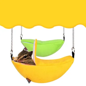 

Banana design Pets Hamster Hanging House Hammock Small Animals Cotton Cage Sleeping Nest Pet Bed Rat Hamster Toys Cage Swing New