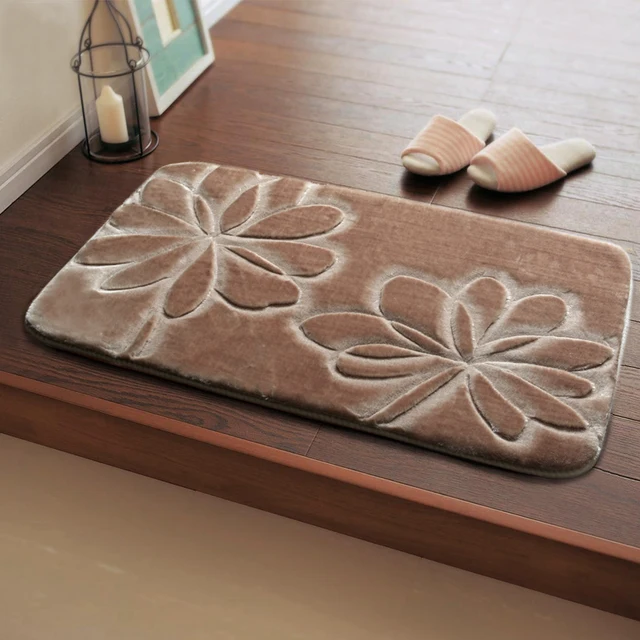 Pink Blue Bathroom Carpet,Big 3D Flower Mat in the Bathroom,Cofortable Doormat Kitchen Toilet WC Mats,Non-slip Bath Mat Carpets