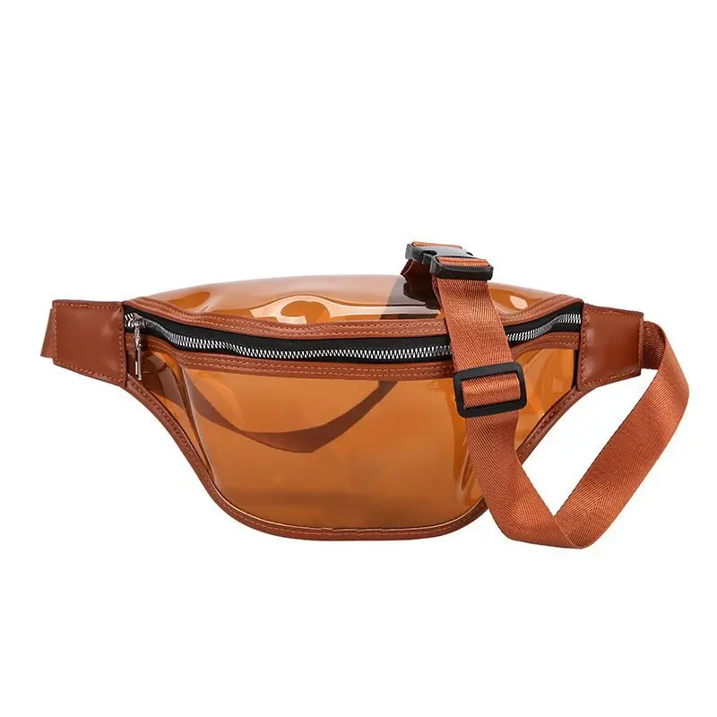 DAUNAVIA поясная сумка для женщин, кожаные роскошные сумки, женские сумки, дизайнерская поясная сумка, Женская поясная сумка, прозрачная нагрудная сумка - Цвет: Коричневый