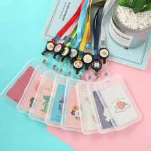 1 шт. Kawaii животные прозрачный бейдж чехол прозрачный держатель для карт с ремешком банк кредитный держатель для карт s ID бейдж держатели канцелярские