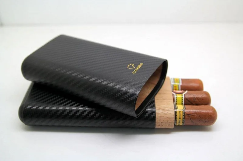 Хьюмидор для сигар Cohiba дорожный кейс из углеродного волокна кедровый деревянный портсигар кошелек-туба держать три аксессуары для сигар 5301L