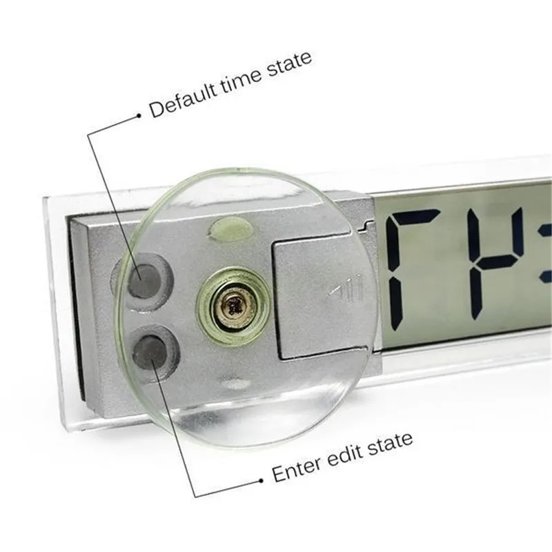 Car Ornaments Durable Digital LCD Display Car Electronic Clock With Sucker Clock