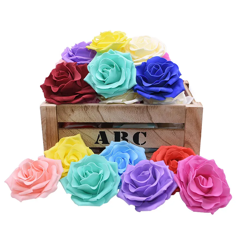 

5/10Pcs 10cm Big Flower Heads Artificial PE Foam Rose Flowers Bride Bouquet DIY Scrapbooking Supplies Wedding Decor Fake Flower