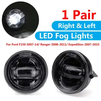 

2x LED Fog Lights Lamp For Ford F150 2007-14 Ranger 2008-11 Expedition 2007-2011 Die-cast Aluminum 6500K Waterproof Shockproof