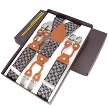 Новинка, подтяжки на подтяжках, кожа, 6 зажимы подтяжек, мужские винтажные повседневные подтяжки, брюки на подтяжках, ремень, подарок для отца/мужчины, 2,5*120 см