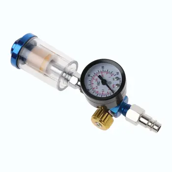 

Mini Air Pressure Regulator Gauge Spray Gun In-Line Water Oil Trap Filter Separator Kit Tool C45