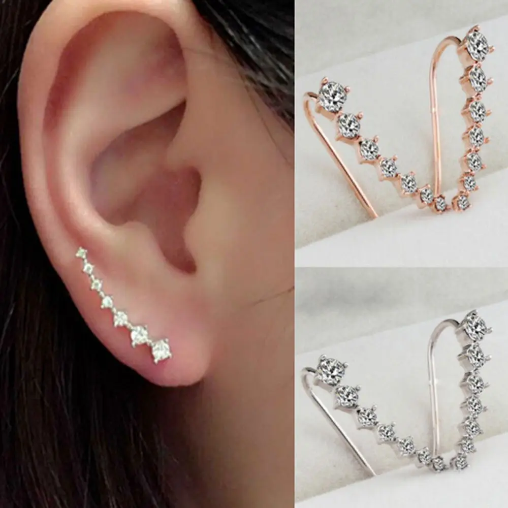 

New Hot 1 Pair Fashion Silver Gold Crystal Star Ear Cuff Piercing Clip On Earring Charm Jewlery Bijouterie Boucle D'oreille Clip