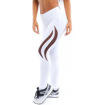 

New Women Casual Yo-ga Leggings White High Waist Mesh Spliced Leggings Clothes