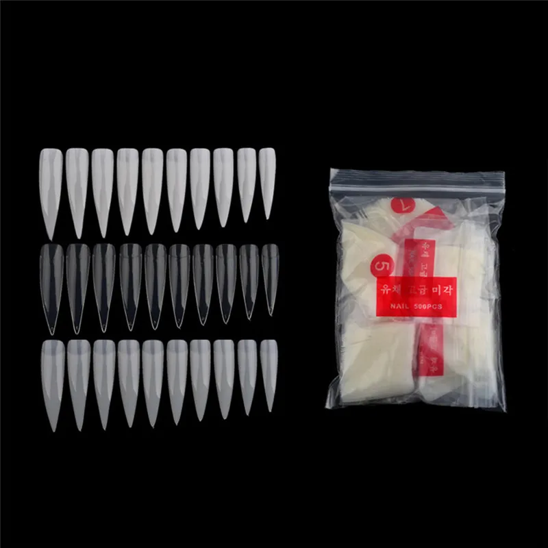 

500pcs False Nail Tips for Nail Practice PVC Fales Full Tips Nails Overhead White Clear Natural Artificial French Nail Tips