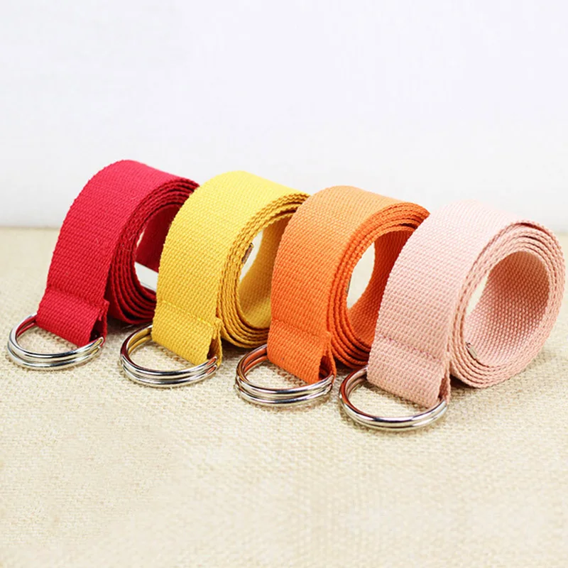 

BLA 130cm D Ring Buckle Belt Harajuku All-match Long Canvas Belt Lovers Brief Solid Color Strap Waistband for Jeans Pants Z30